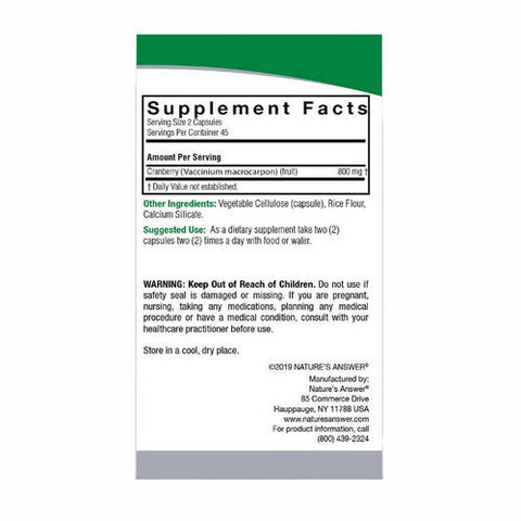 Nature's Answer, Cranberry, 800 Mg, 90 Veg Caps Nature's Answer