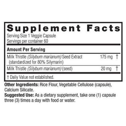 Nature's Answer, Milk Thistle Seed Standardized, 60 Veg Caps