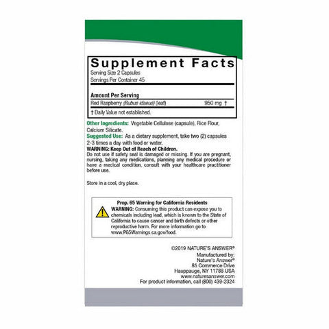 Nature's Answer, Red Raspberry, 950 Mg, 90 Veg Caps Nature's Answer