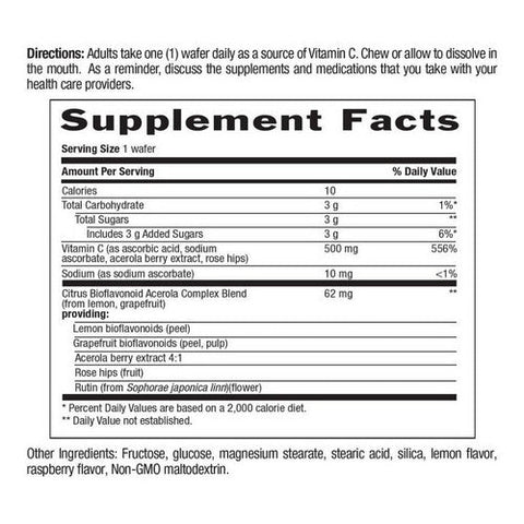 Country Life, Chewable Acerola Vitamin C Complex Berry, 500 MG, 90 Wafers Country Life