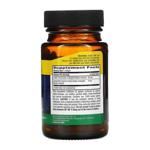 Country Life, Lutein, 20 MG, 60 Softgels Country Life