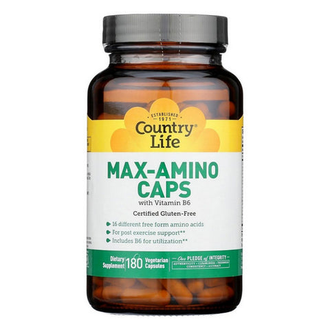 Country Life, Max-Amino with B-6 (Blend Of 18 Amino Acids), 180 Caps