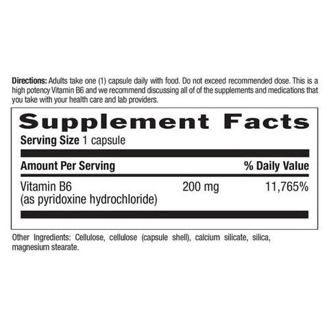 Country Life, High Potency Vitamin B-6, 200 Mg, 90 Veg Caps Country Life