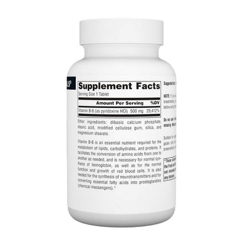 Source Naturals, Vitamin B-6, 500 mg, Time Release, 100 Tabs