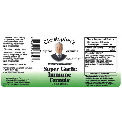 Dr. Christophers Formulas, Super Garlic Immune Extract, 2 oz
