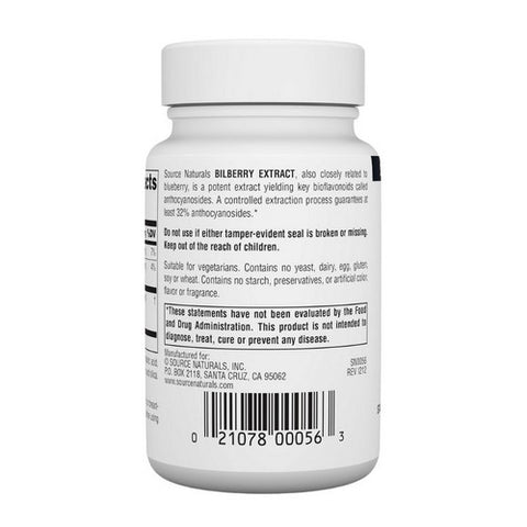 Source Naturals, Bilberry Extract, 100 MG, 120 Tabs