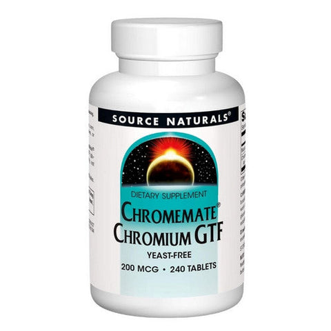 Source Naturals, Chromemate Chromium GTF Yeast Free, 200 Mcg, 240 Tabs Source Naturals