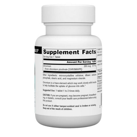 Source Naturals, Chromium Picolinate Yeast Free, 200 Mcg, 60 Tabs