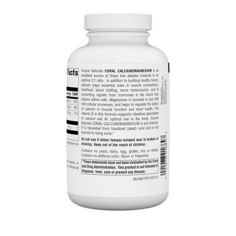 Source Naturals, Coral Calcium, W/magnesium Capsules 180 Caps