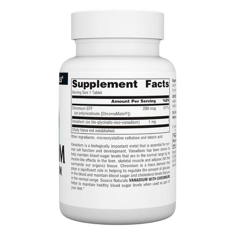Source Naturals, Vanadium, W/chromium 180 Tabs