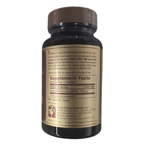 Prince Of Peace, KRG Korean Red Ginseng, 518 Mg, 50 Caps Prince Of Peace