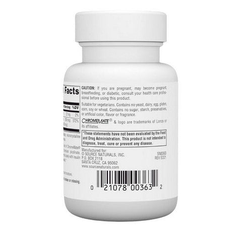 Source Naturals, Ultra Chromium GTF, 200 Mcg, 60 Tabs Source Naturals