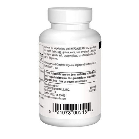 Source Naturals, Ultra Chromium Picolinate 500, 500 mcg, 60 Tabs Source Naturals