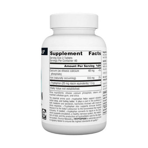 Source Naturals, L-Tryptophan, 500 MG, 120 Tabs Source Naturals