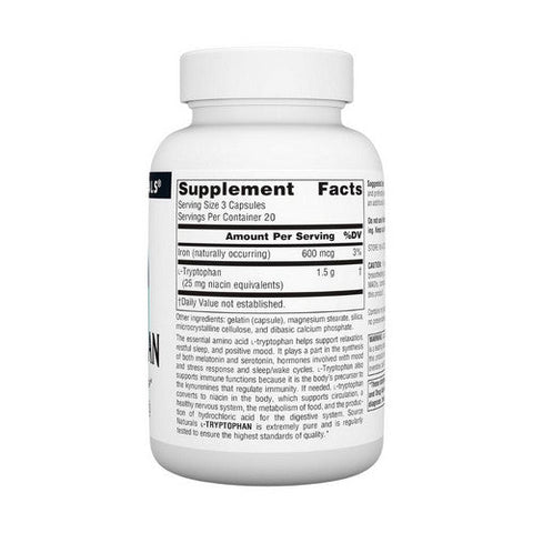 Source Naturals, L-Tryptophan, 500 MG, 60 Caps Source Naturals