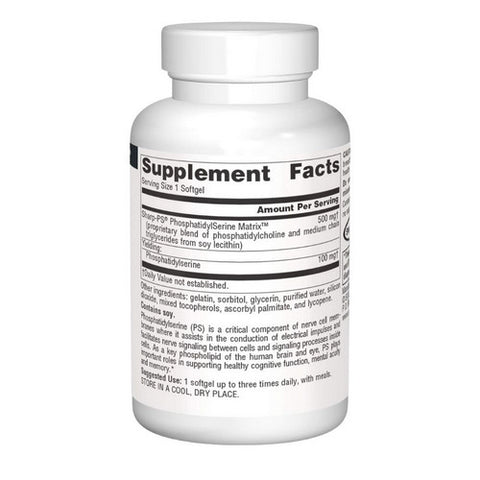Source Naturals, Phosphatidyl Serine, 500 mg, Matrix Softgel 30 Sg
