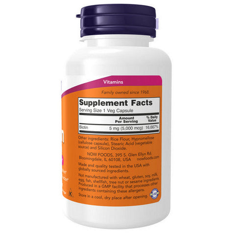 Now Foods, Biotin, 5000 Mcg, 120 Veg Caps Now Foods