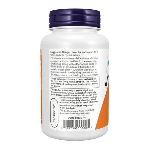 Now Foods, L-Citrulline, 750 Mg, 90 Veg Caps Now Foods