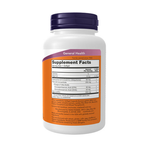 Now Foods, CoQ10 with Omega 3 Fish Oil, 60 mg, 120 Softgels