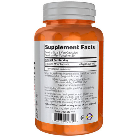 Now Foods, Creatine Monohydrate, 750 MG, 120 Veg Caps Now Foods