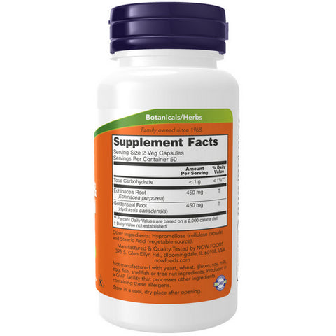 Now Foods, Echinacea & Goldenseal Root, 225 mg, 100 Caps