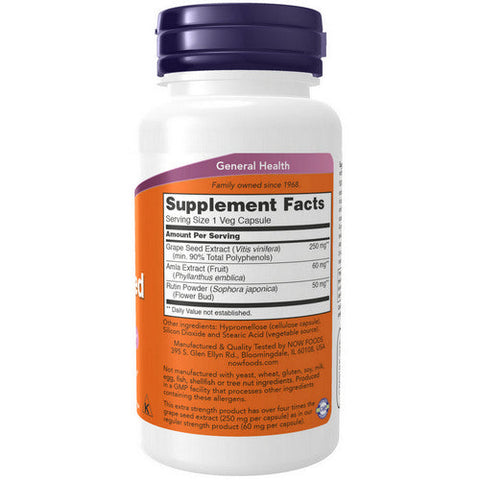 Now Foods, Grape Seed Extra Strength, 250 Mg, 90 Veg Caps Now Foods