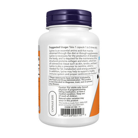 Now Foods, L-Lysine, 500 mg, 100 Caps Now Foods