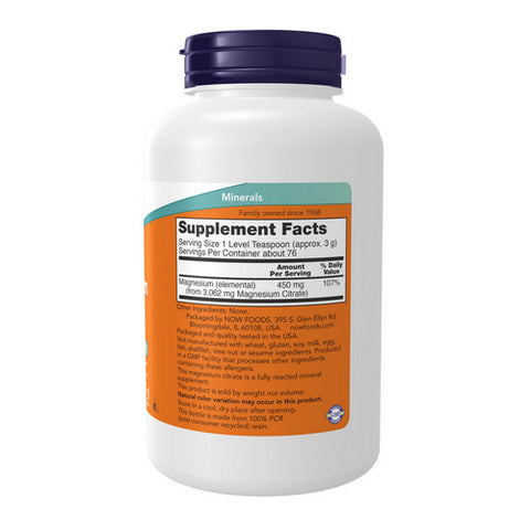Now Foods, Magnesium Citrate Pure Powder, POWDER, 8 Oz