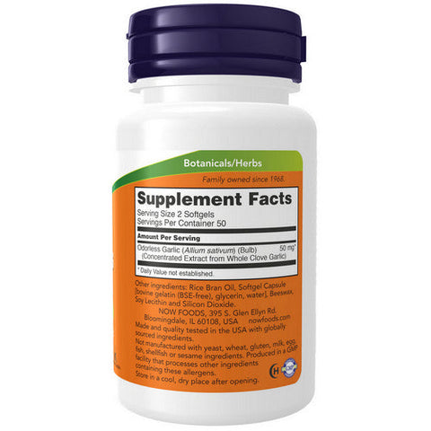 Now Foods, Odorless Garlic Original, 50 mg, 100 Sgels Now Foods