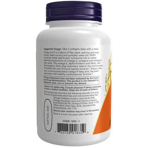 Now Foods, Omega 3-6-9, 1000 mg, 100 Softgels