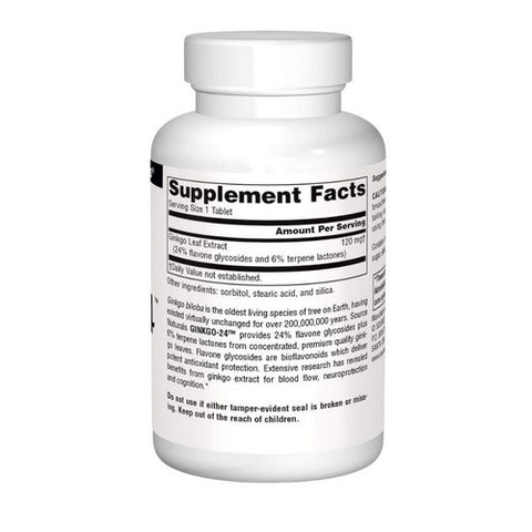 Source Naturals, Ginkgo-24 Biloba Extract, 120 MG, 120 Tabs