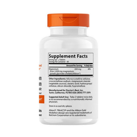 Doctors Best, High Absorption Magnesium, 100 mg, 120 Tabs