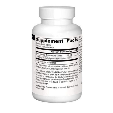 Source Naturals, Green Tea, 100 MG, Extract 60 Tabs Source Naturals