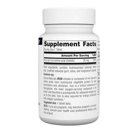 Source Naturals, Iron Chelate, 25 MG, 100 Tabs Source Naturals