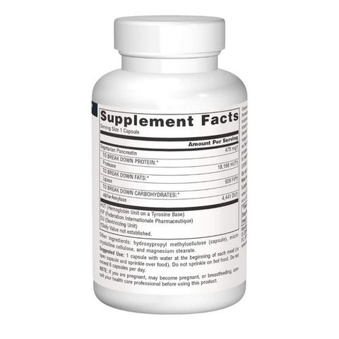 Source Naturals, Vegetarian Pancreatin, 475 mg, 60 Caps