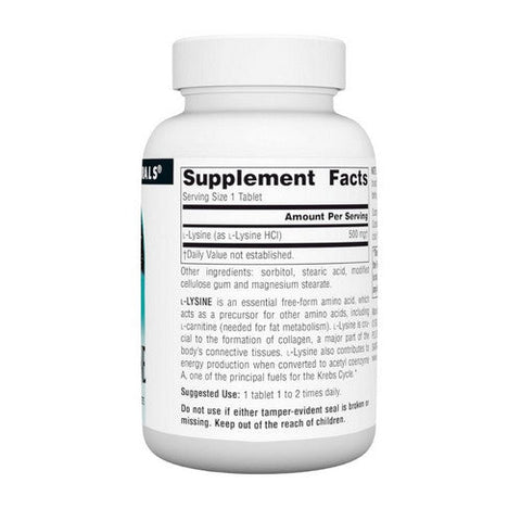 Source Naturals, L-Lysine, 500 MG, 100 Tabs Source Naturals