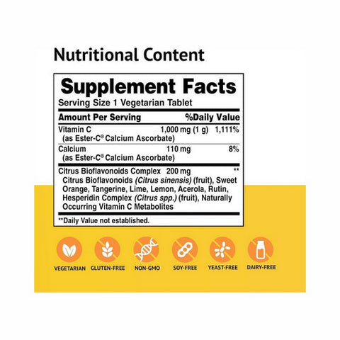 American Health, Ester-C With Citrus Bioflavonoids, 1000 mg, 180 Vegitabs