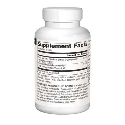 Source Naturals, Pycnogenol and Grape Seed Extract, 100 60 Tabs