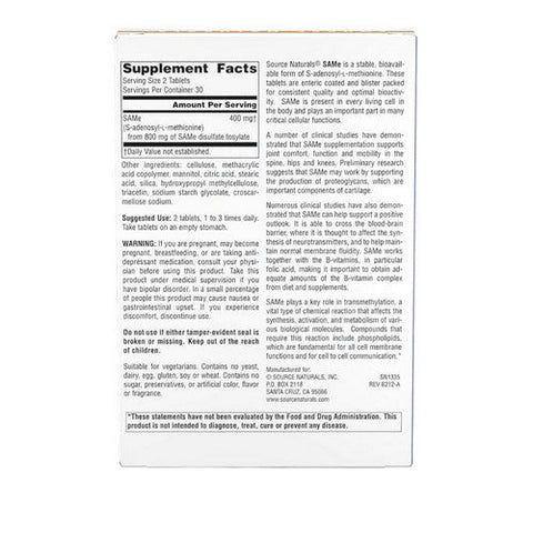 Source Naturals, SAMe, 200 mg, 60 Tabs Source Naturals