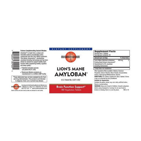 Maitake Mushroom Wisdom, Amyloban Lion's Mane, 180 Tabs Maitake Mushroom Wisdom
