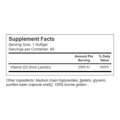 Country Life, Vitamin D3, 2500 IU, 60 Softgels