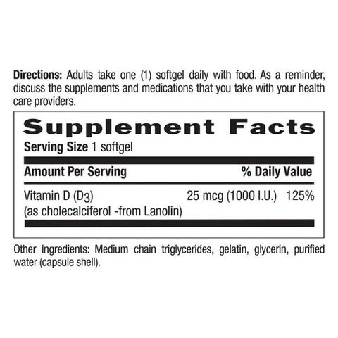 Country Life, Vitamin D3, 1000 IU, 100 Softgels