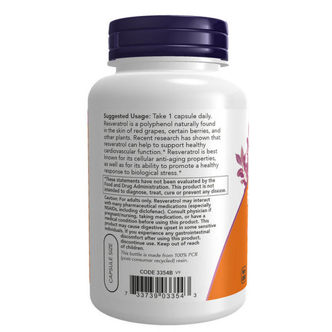 Now Foods, Natural Resveratrol, 200 mg, 120 Vcaps