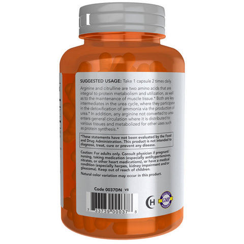 Now Foods, Arginine & Citrulline, 500 mg /250 mg, 120caps