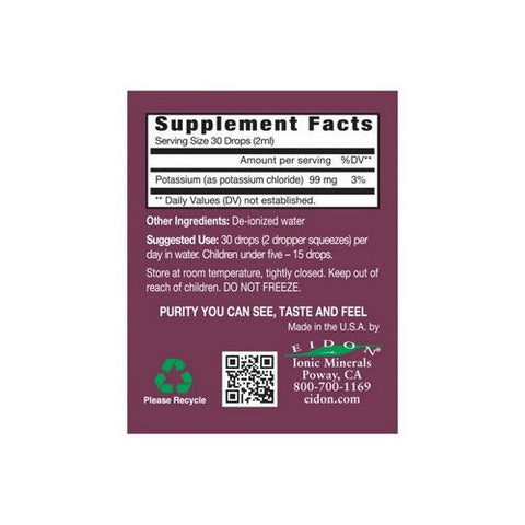 Eidon Ionic Minerals, Potassium Liquid Concentrate, 2 Oz Eidon Ionic Minerals