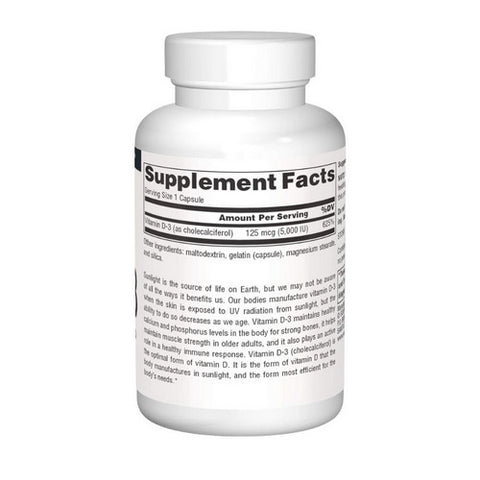 Source Naturals, Vitamin D, 5000 IU, 60 Caps