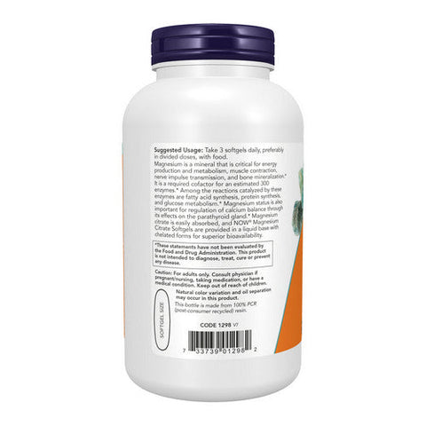 Now Foods, Magnesium Citrate, 180 softgels Now Foods
