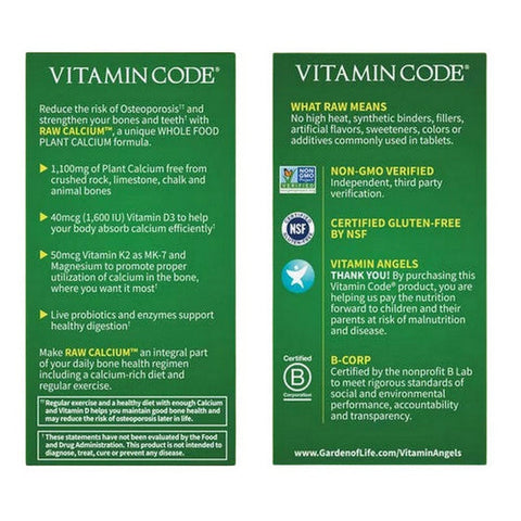 Garden of Life, Vitamin Code, Raw Calcium 60 Caps Garden of Life