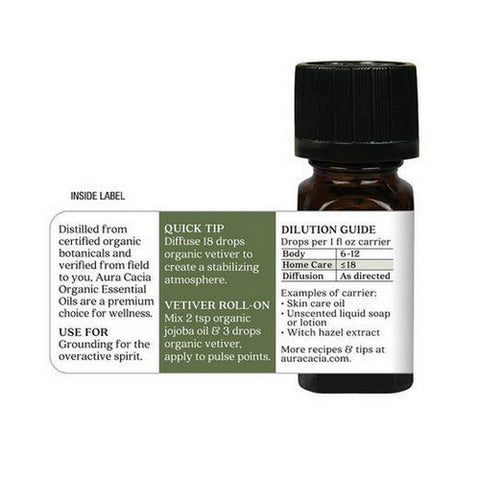 Aura Cacia, Essential Oil Vetiver, Veviter 0.25 oz