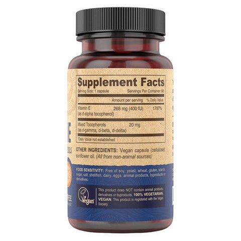 Deva Vegan Vitamins, Vegan Vitamin E With Mixed Tocopherols, 400 IU, 90 Veg Caps Deva Vegan Vitamins
